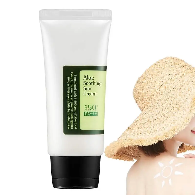 

SPF50+ PA+++ Sunscreen Cream Aloe Soothing Sun Cream 50ml Sunscreen Sun Block Isolation Lotion Korean Skincare Products For Girl