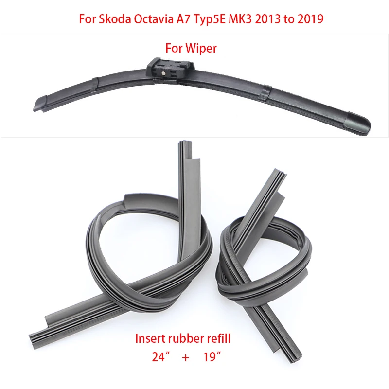 

Front Wiper Blades For Skoda Octavia A7 Typ5E MK3 2013 2014 2015 2016 2017 2018 2019 24"19"