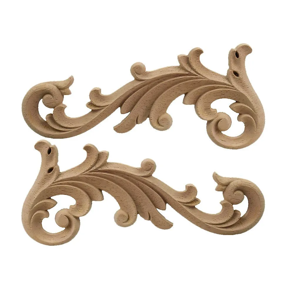 

1 PCS Wood Carved Corner Onlay Appliques Unpainted Wood Decal Frame Furniture Decoration Craft for Mirror Cabinet Chair Drawer