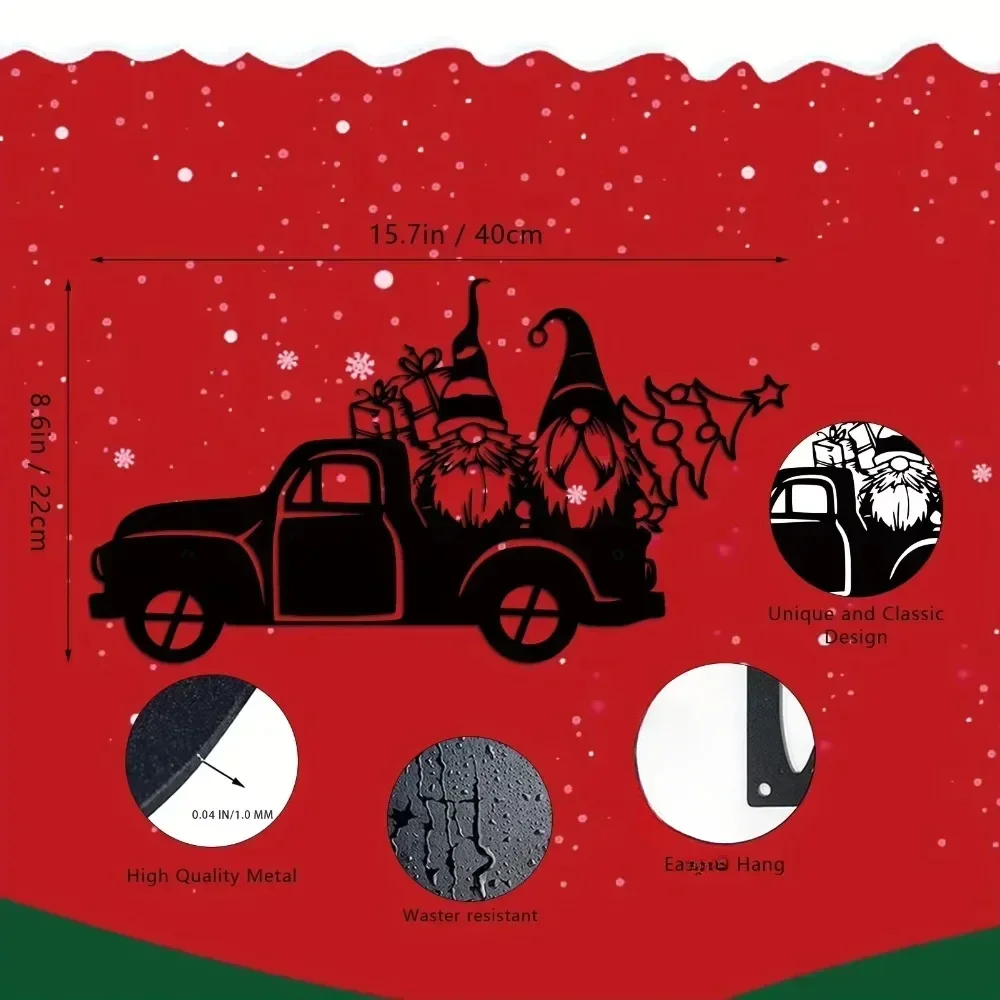 Очаровательное металлическое настенное искусство пикапа Санта-Клауса —