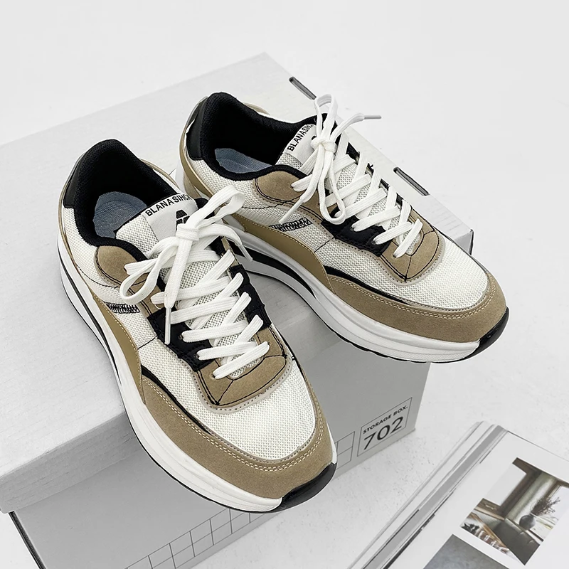 

2021 New Summer Fashionable Men's Sports Shoes Breathable Mesh Sneaks Korean Style Casual Student Elevator Comfortable Shoes Men
