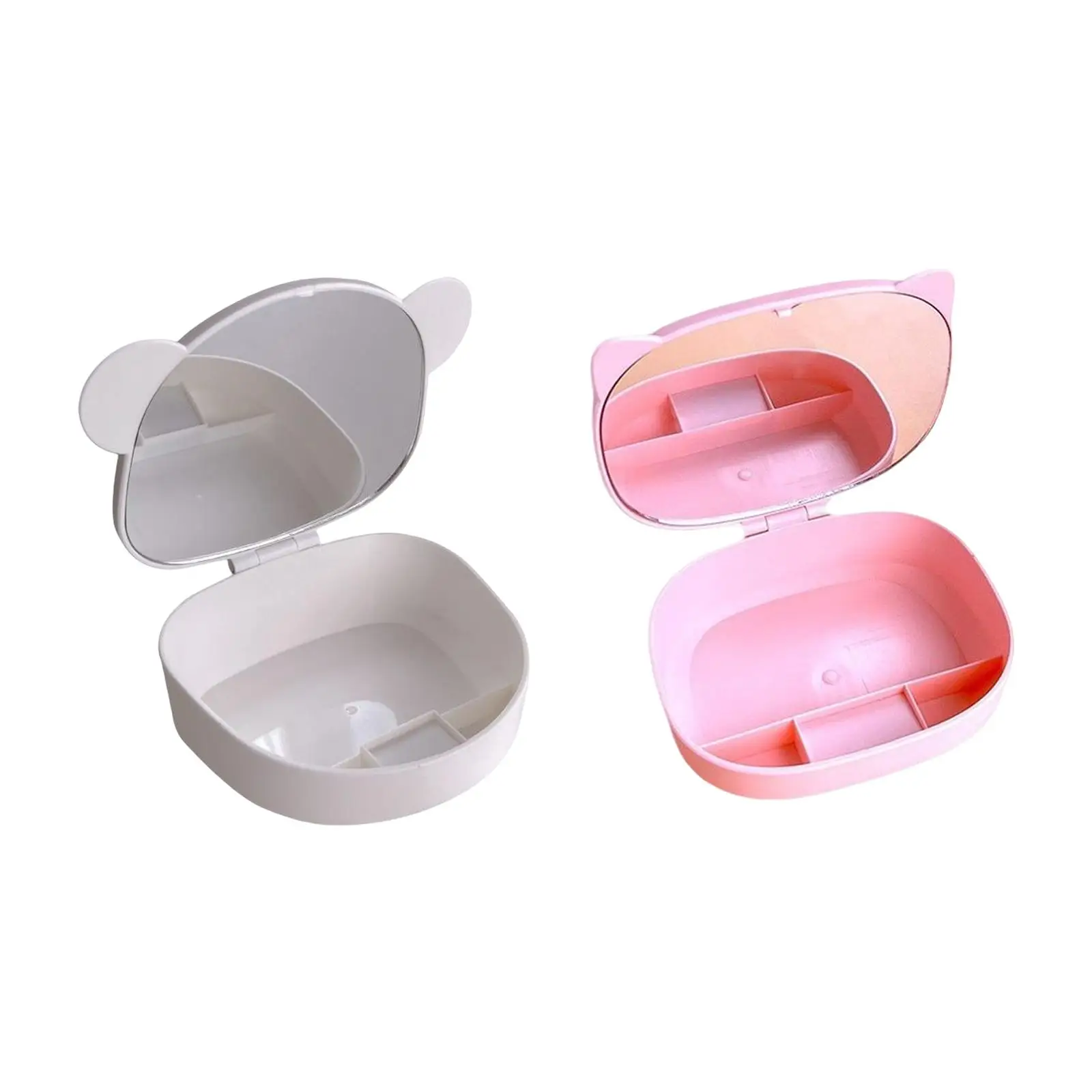 

Makeup Storage Box, with Cosmetic Makeup Mirror Dresser Earrings Holder Jewelry Case
