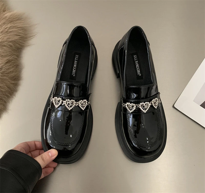 

New 2022 Women Lolita Mary Jane loafers Shoes For Woman Spring Platform Ladies Loafers Vintage Soft Slip On Chain Oxford Shoes