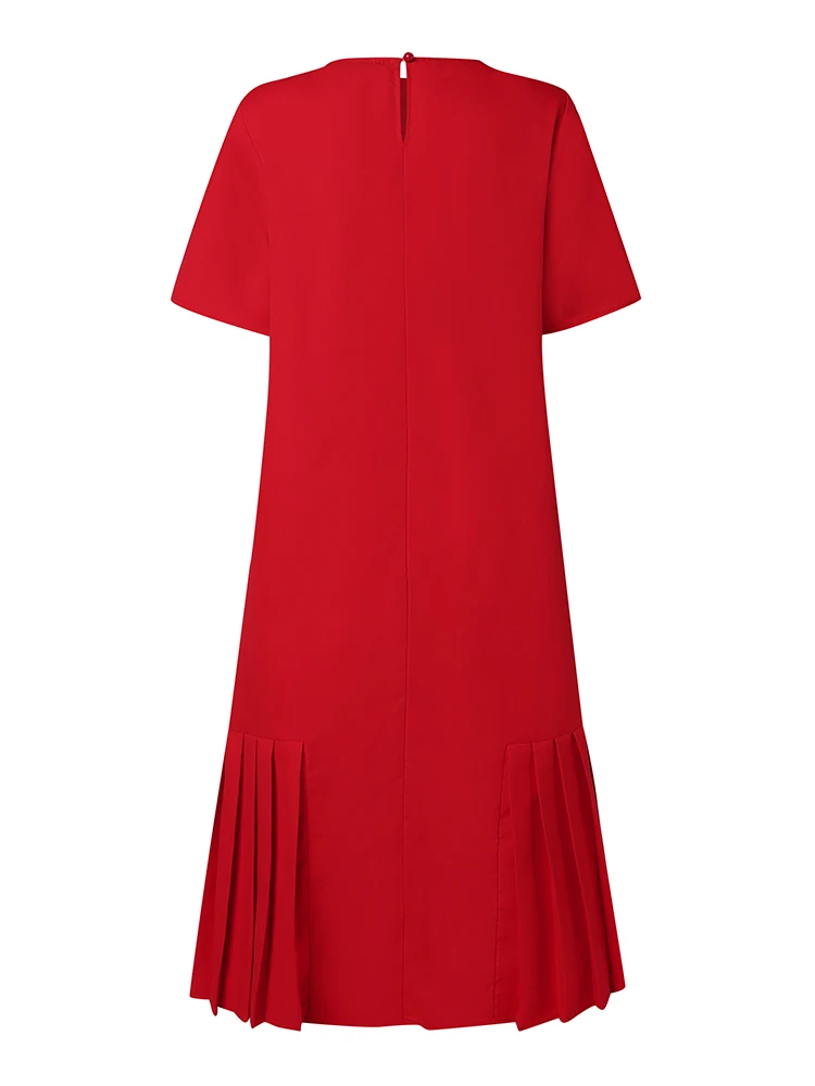 Женское летнее модное однотонное платье ZANZEA с круглым вырезом Повседневное