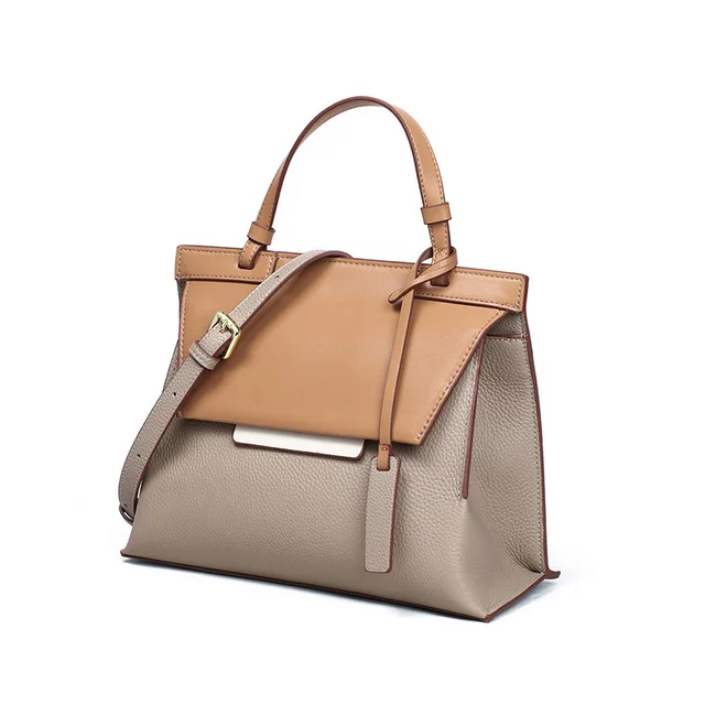 

New Genuine Leather Panelled Flap Bags For Women Luxury Brands Designer Shoulder Bag High Quality Messenger Bags Women Handbags
