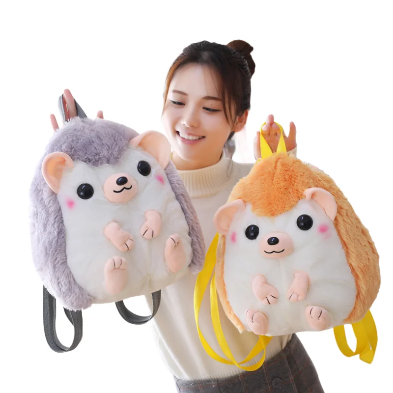 30cm Kawaii Simulation Plush Backpack Stuffed Animal Dolls Hedgehog Soft Toys Knapsack Kids Cartoon School-bags for Girl Gifts