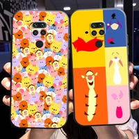 cute cartoon winnie the pooh phone case for xiaomi redmi note 9 5g 9 pro 9t coque liquid silicon funda carcasa soft