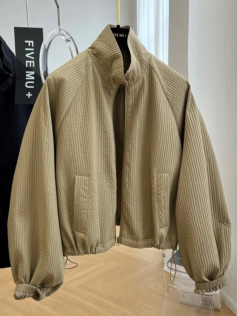 

Женская короткая куртка на молнии, Повседневная Свободная куртка с воротником-стойкой, весна-осень 2023