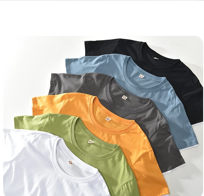 

Clothing Casual Female Solid Classic O Neck Short Sleeve T-Shirt short 100%cotton for women 2021