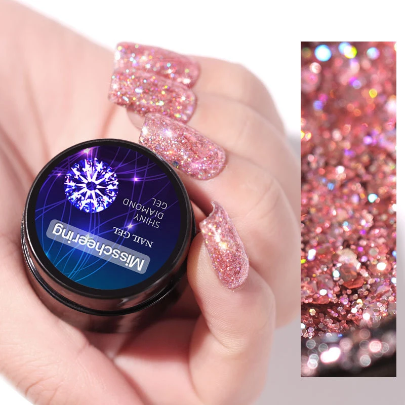 

5ml Shiny Diamond Glitter Gel Nail Polish Hybrid Varnishes Lacquers Bright Long Lasting Varnish Nail Art Tool Base