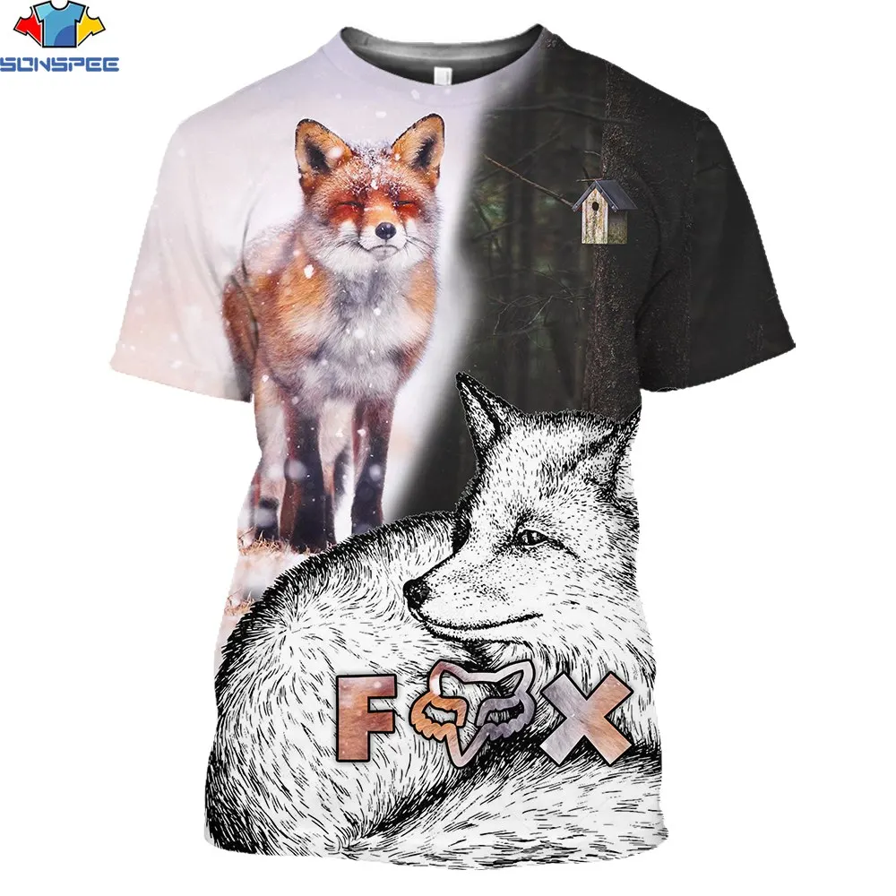 

SONSPEE Women's Men's Casual T Shirt Newest Fashion 3D Printed Animal Cute Fox TShirt Breathable Soft and Comfortable T-shirt