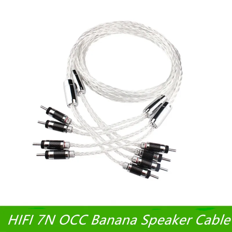 

7N OCC Hifi Speaker Audiophile Banana Cable 8AG Silver-Plated With Banana Plug Y Plug Audio Amplifier Loudspeaker Cables