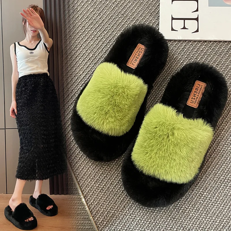 

Новинка Осень-зима 2023 удобные и простые женские тапочки на толстой подошве с меховой подкладкой