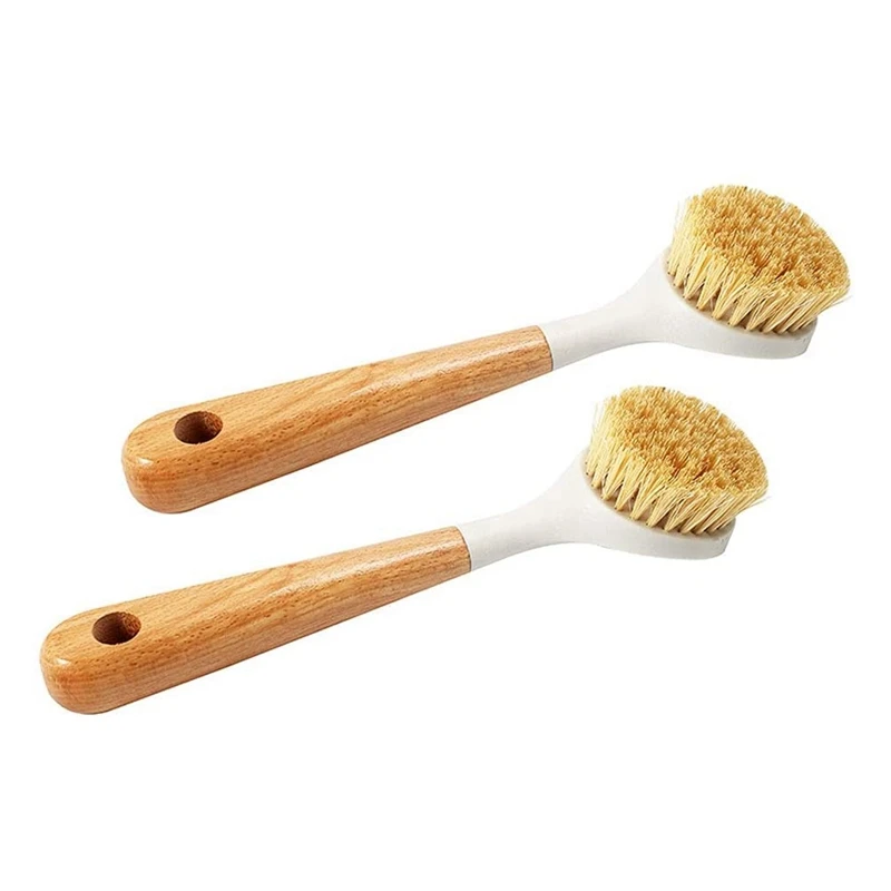 

Kitchen Pot And Pan Scrubber Brush Sink Cleaning Tool With Wooden Long Handle Wooden Kitchen Cleaning Brush 2 Pieces
