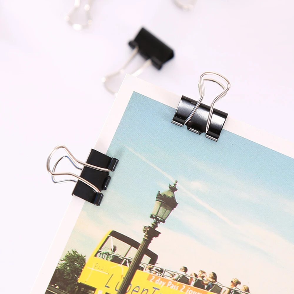 Детали/лот черные металлические зажимы для переплета 15/19/25/32/41/51 мм заметки