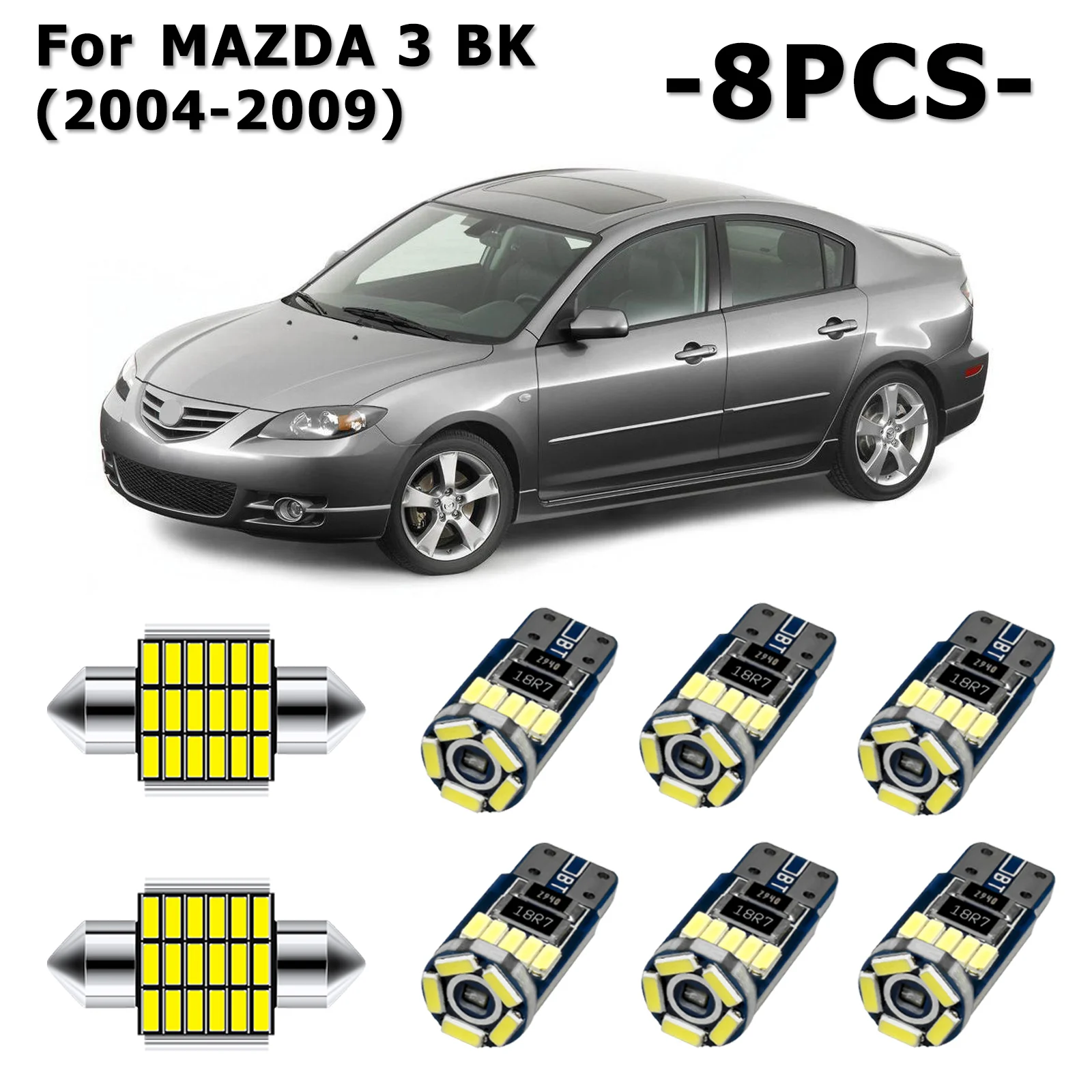 

12 В Белый светодиодный внутренний светильник Карта Купол кабина багажник чтение потолочный светильник комплект для Mazda 3 BK BL BM BN 2004-2009 2010-2013 2014-2020