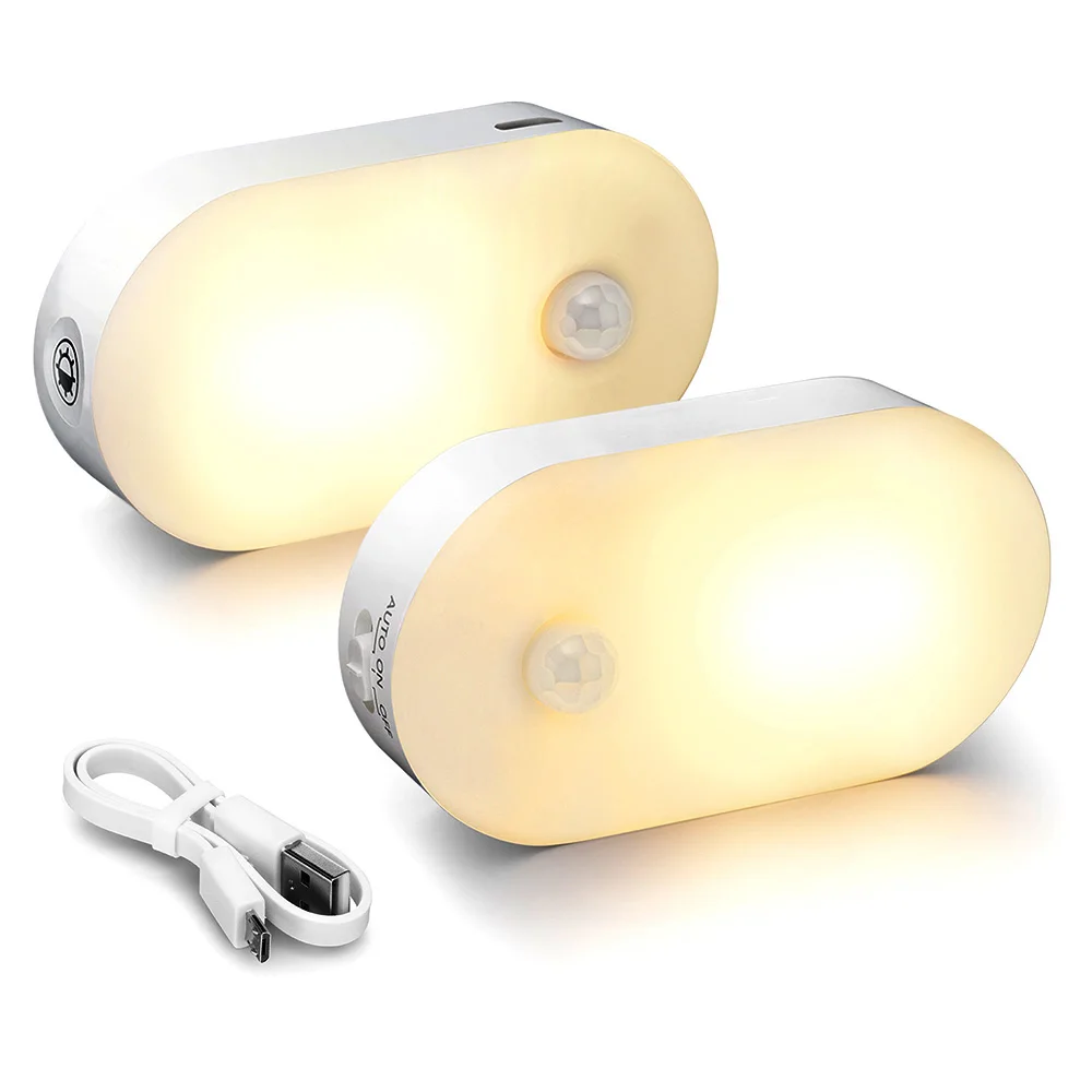 

Light Control Motion Sensor Light USB Rechargeable Dimmable Smart Induction Night Light LED Bedside Wall Lamp for Bedroom Stairs
