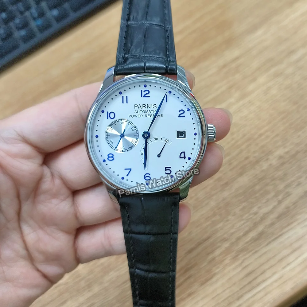 Механические наручные часы Parnis 43 мм с белым циферблатом