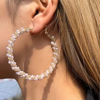 high quality fashion micro pav%c3%a9 man made pearl hoop earrings women elegant round sweet jewelry accessories wedding gifts