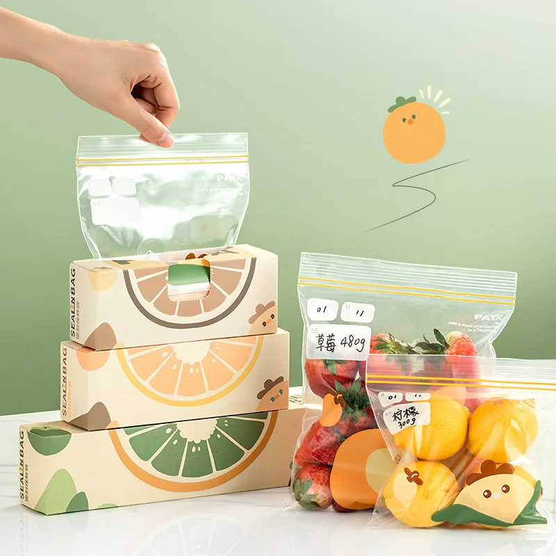 

Reusable Fresh-Keeping Zipper Bag Food Plastic Bag Vegetable Fruit Storage Freezing Leakproof Sealed Bags Kitchen Accessories