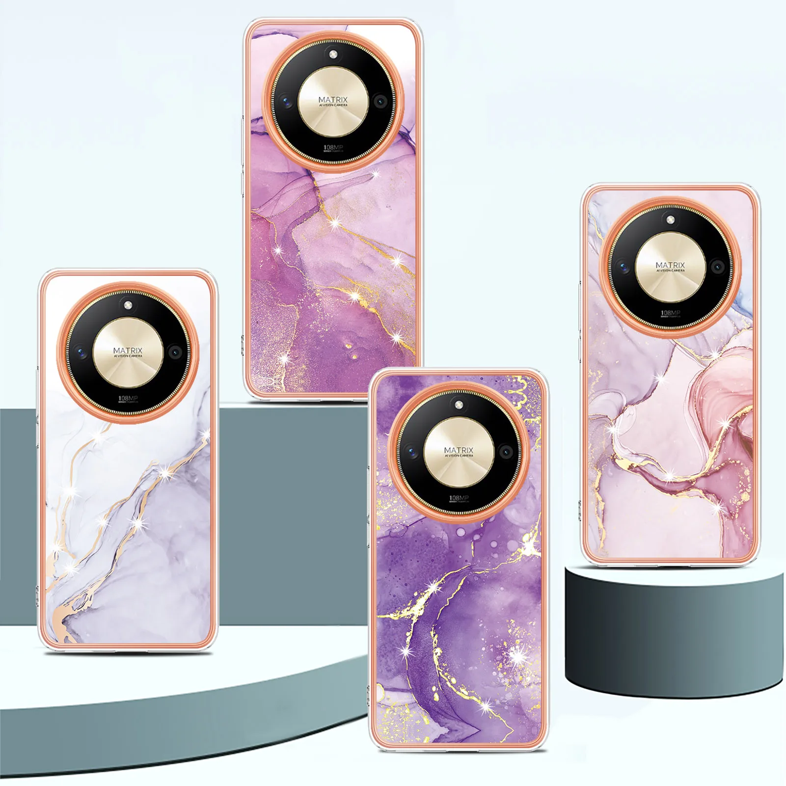 Чехол для Huawei Honor X9b X 9b с покрытием Galaxy мраморный мягкий силиконовый защитный