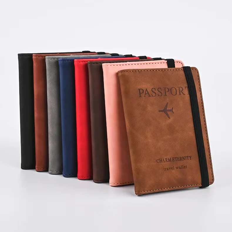 Women Men RFID Vintage Business Passport Covers Holder Multi-Function ID Bank Card PU Leather Wallet Case Travel Accessories 1