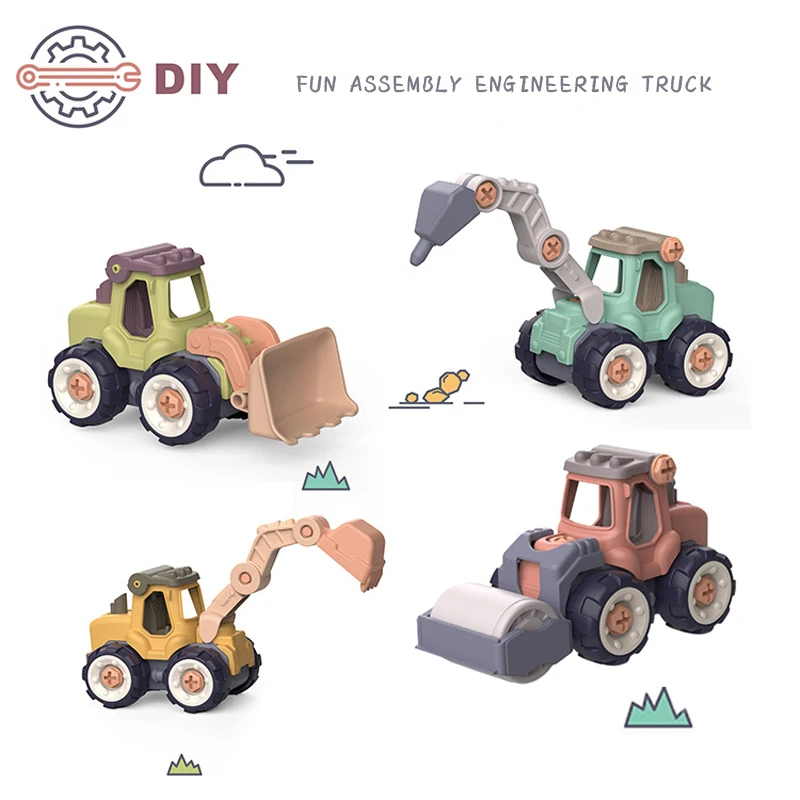

Creative Minuature Truck Loading Unloading Plastic DIY Truck Toy Assembly Engineering Car Set Kids Educational Toy For Boys Gift