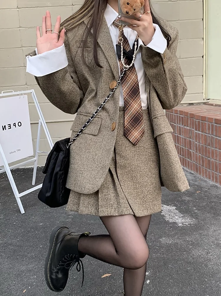 

Traf Zara Autumn Fashion Wool Suit 2022 New Suit Women Blazer Coat Winter Thickened Jacket Two-piece Set Women's Clothing