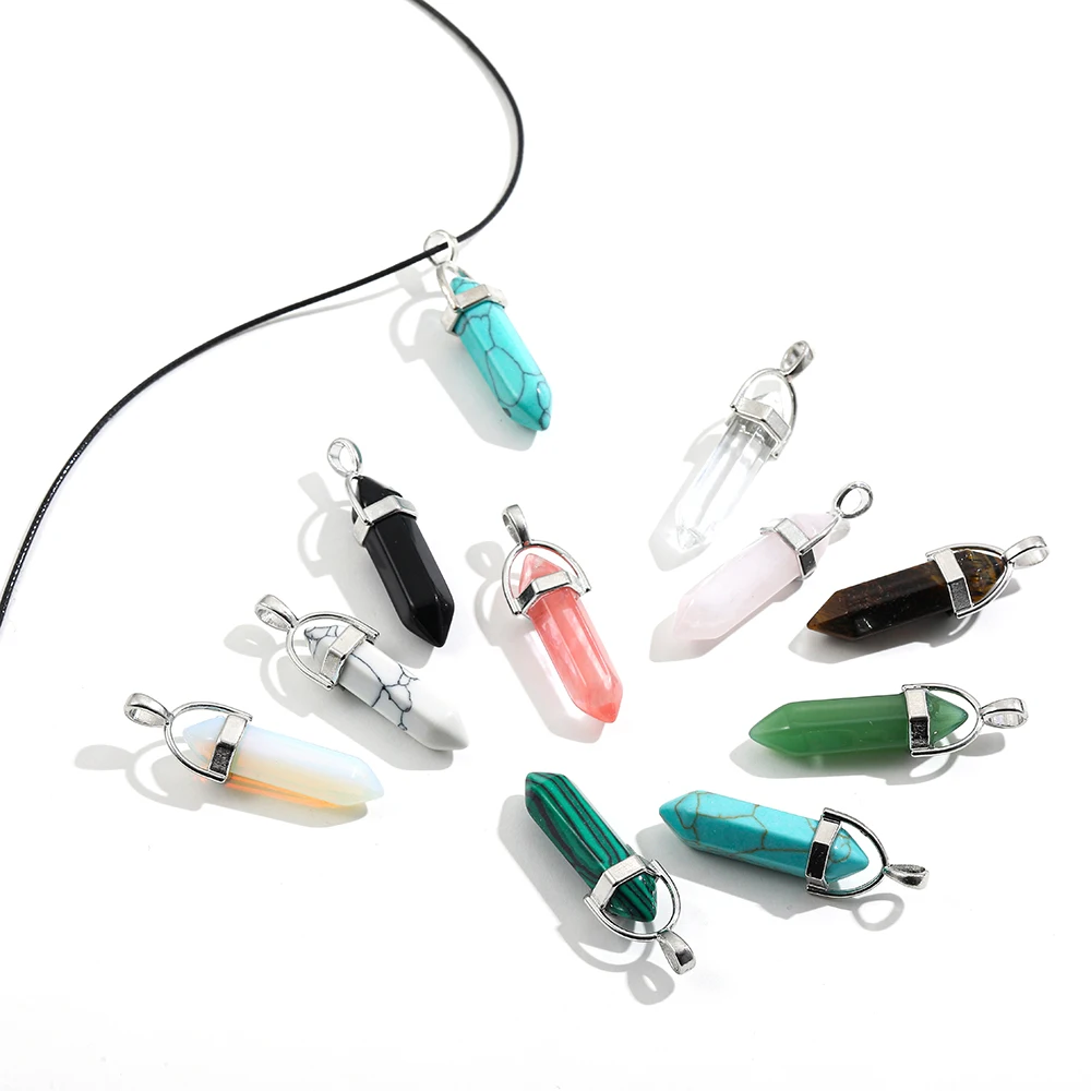 10 шт./лот натуральный камень лазурит Опал Кристалл Шестигранный Маятник рейки