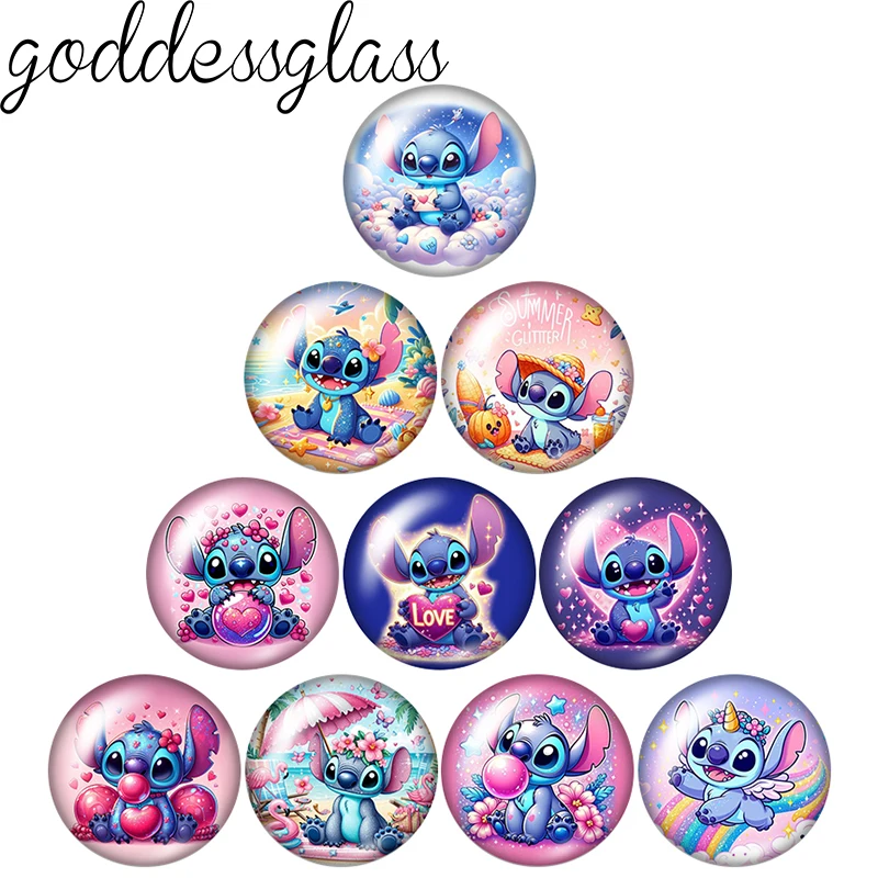 Disney Cute Stitch Love Hearts мультфильм 12 мм/18 мм/20 мм/25 мм круглый фото стеклянный кабошон с