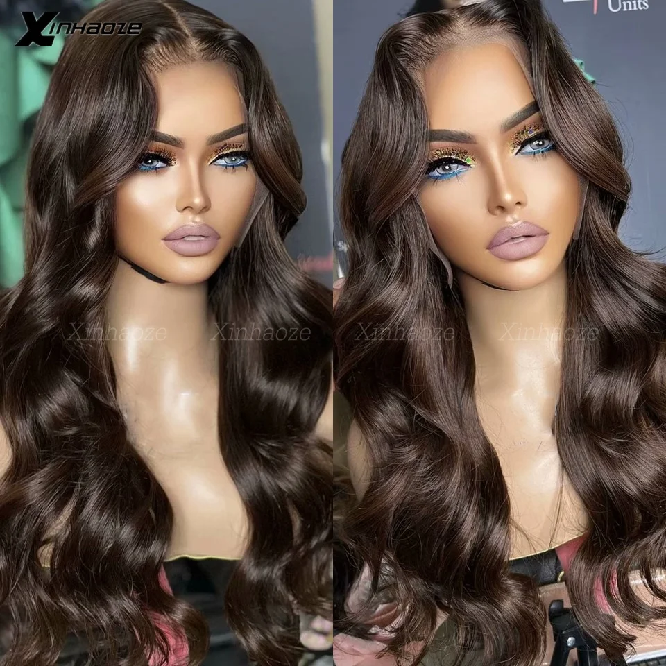 Предварительно выщипанные #2 темно-коричневые 5x5 шелковые парики на застежке 13x