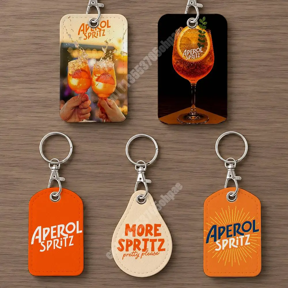 Фото Кожаный брелок-картхолдер Orange Prosecco A-Aperol S-Spritz для Airtag и ID-карт, подвеска для деловой сумки №1