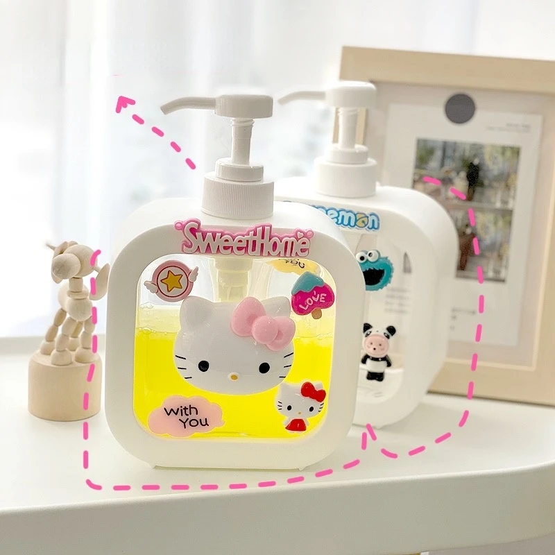 

Дезинфицирующее средство для рук Hello Kitty, бутылка для геля для душа, шампуня, Вместительная дорожная портативная бутылка для хранения 500 мл