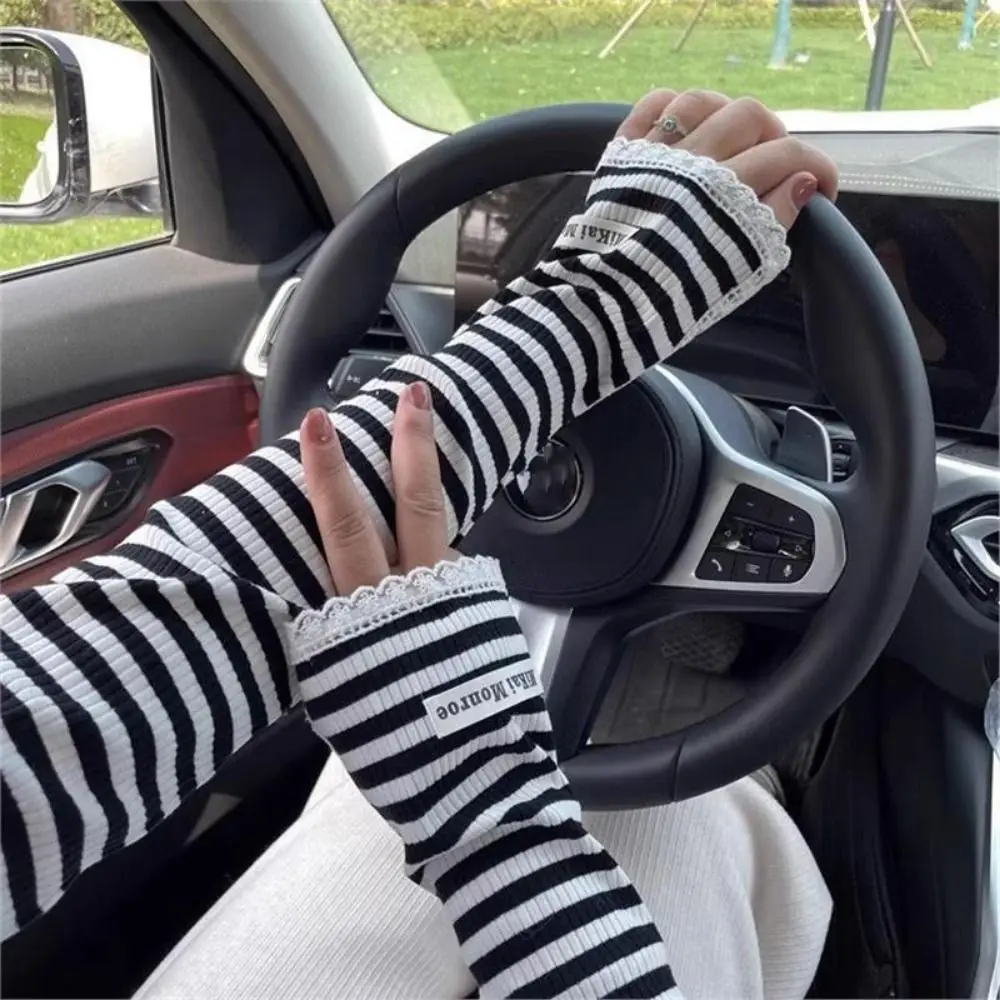 Солнцезащитные шелковые длинные рукава в полоску для защиты от солнца тонкие