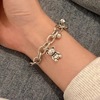 cute cartoon bear bracelet ins niche design bracelet for women personality letter round tag girlfriend bracelet