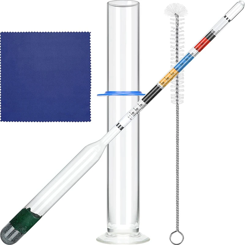 

Triple Scale Hydrometer Alcohol Measuring Tools With 100 Ml Glass Cylinder Cleaning Brush For Brew Wine Beer Mead