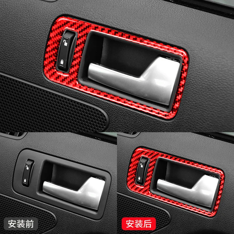 

For Ford Mustang 09-13 Real Red Carbon Fiber Other Interior Accessories Inner Door Switch Frame Trim Stickers Car Stylying
