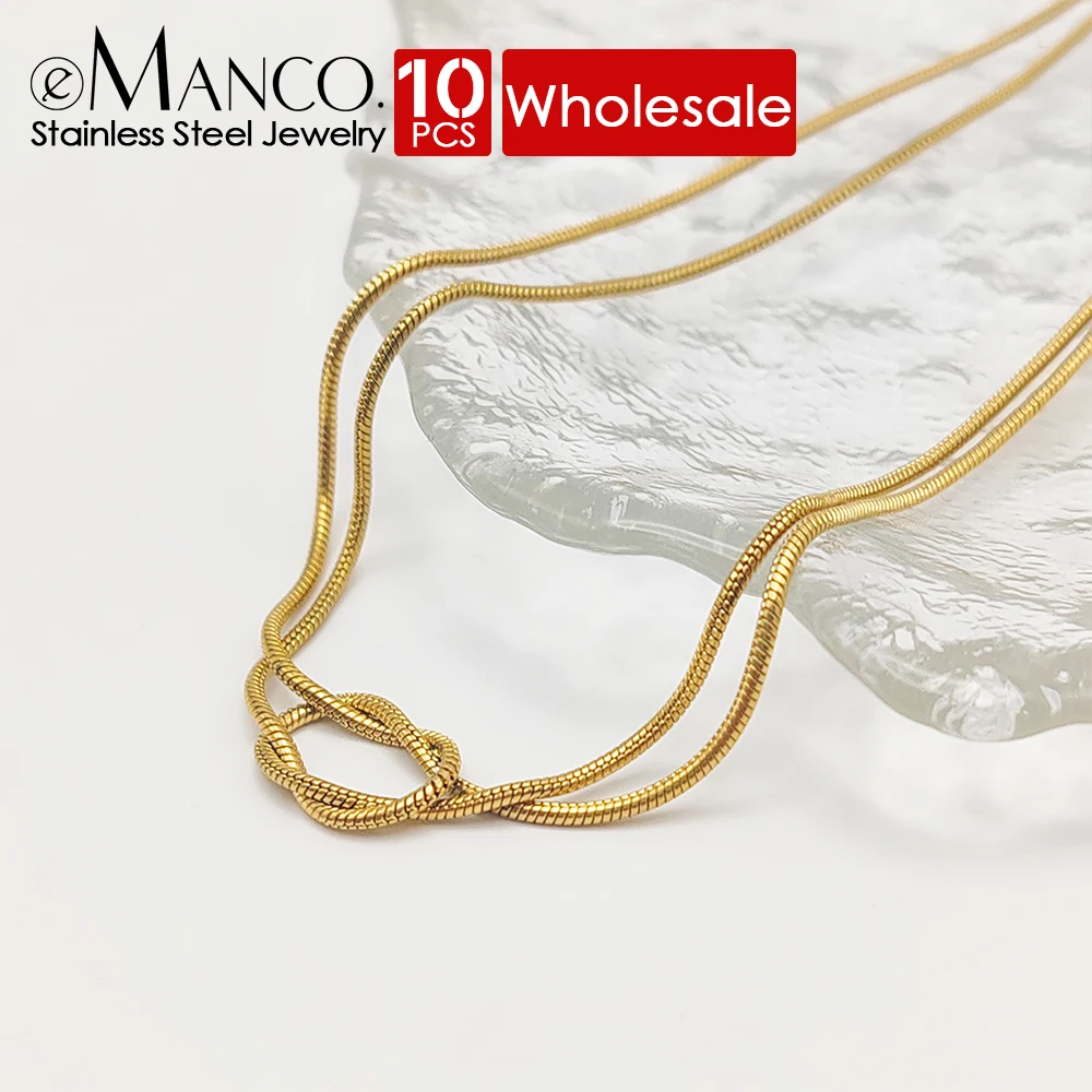 EManco 10 шт. 14 к позолоченная Нержавеющая сталь двойной узел круглой змеиной цепи