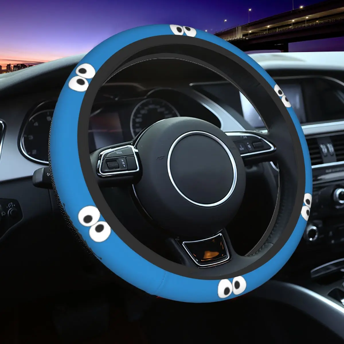

Anime Cookie Monster Cute Car Steering Wheel Cover 37-38 Non-slip Auto Steering Wheel Protector Steering-Wheel Accessories