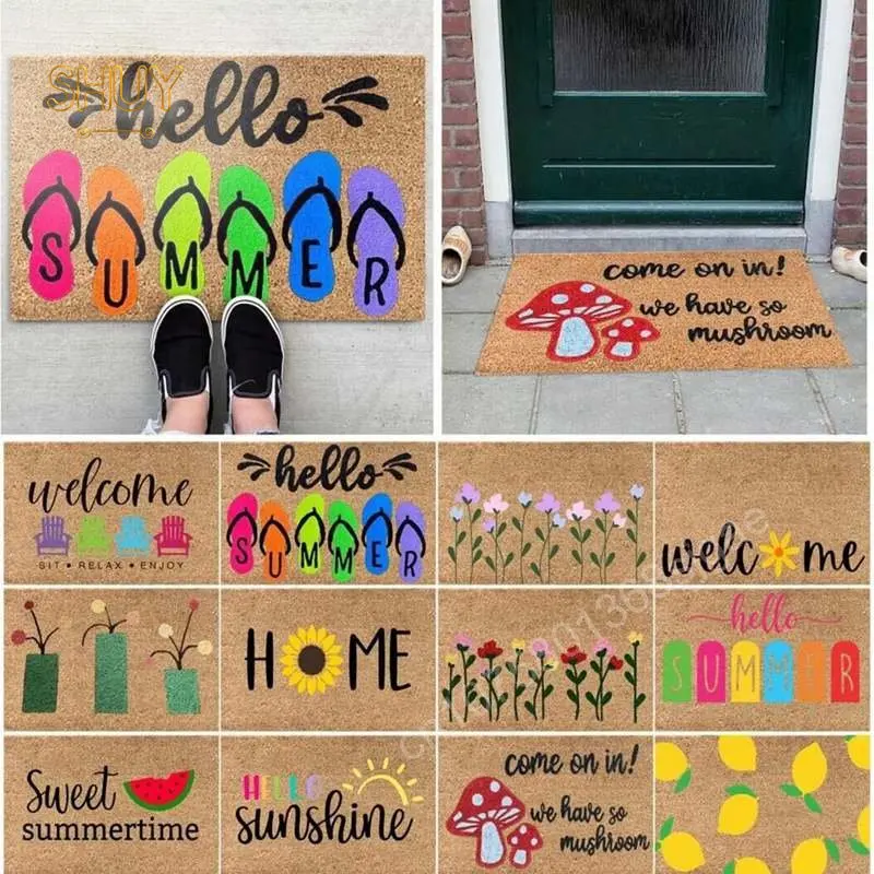 

Summer Holiday Door Mat Fruit Sunflower Carpet Welcome Area Rugs Non Slip Kitchen Entrance Bath Bedroom Floor Mats Home Decor