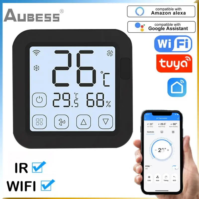 

Датчик температуры Tuya Smart WiFi Универсальный инфракрасный контроллер ЖК-экран сенсорные кнопки поддержка Alexa Google Home