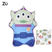 ZU Cartoon Cute Baby Alien Plush Blanket Double Layer Anime Printed Rug Home Sofa Decor For Kids Room