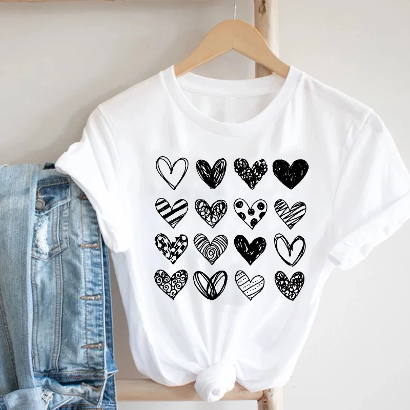 

Women Printing Cute Heart Sweet Love Kawaii Exquisite Design Fashion Clothes Print Tee Top Tshirt Female Graphic Simple T-shirt