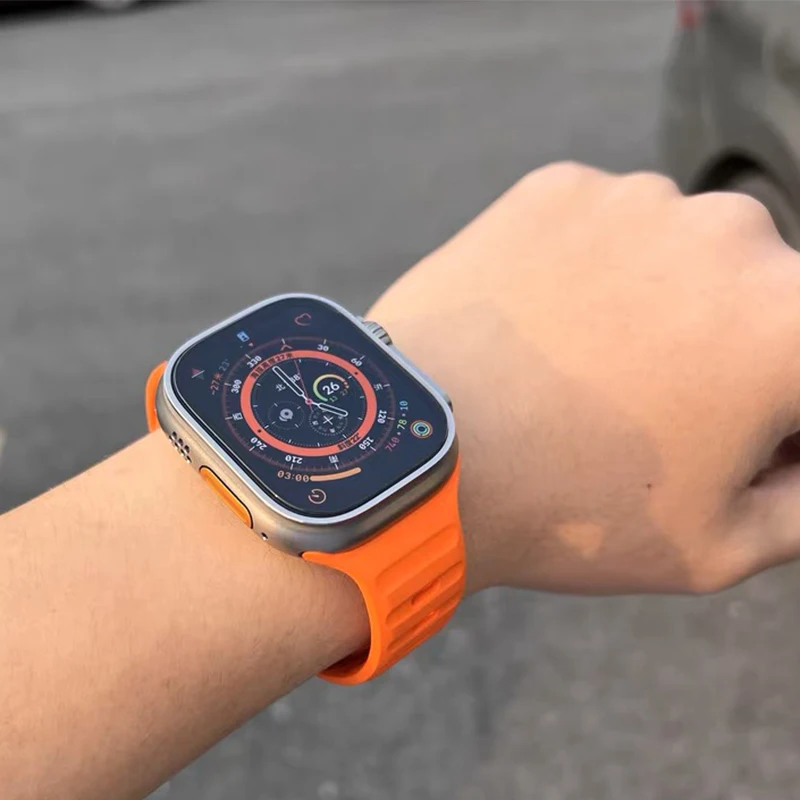 For Apple Watch Ultra 49mm Band  Case Strap 40mm 41mm 42mm 44mm 45mm Silicone Sport Rubber Correa Iwatch Series 8 7 6 Se 5 4 3