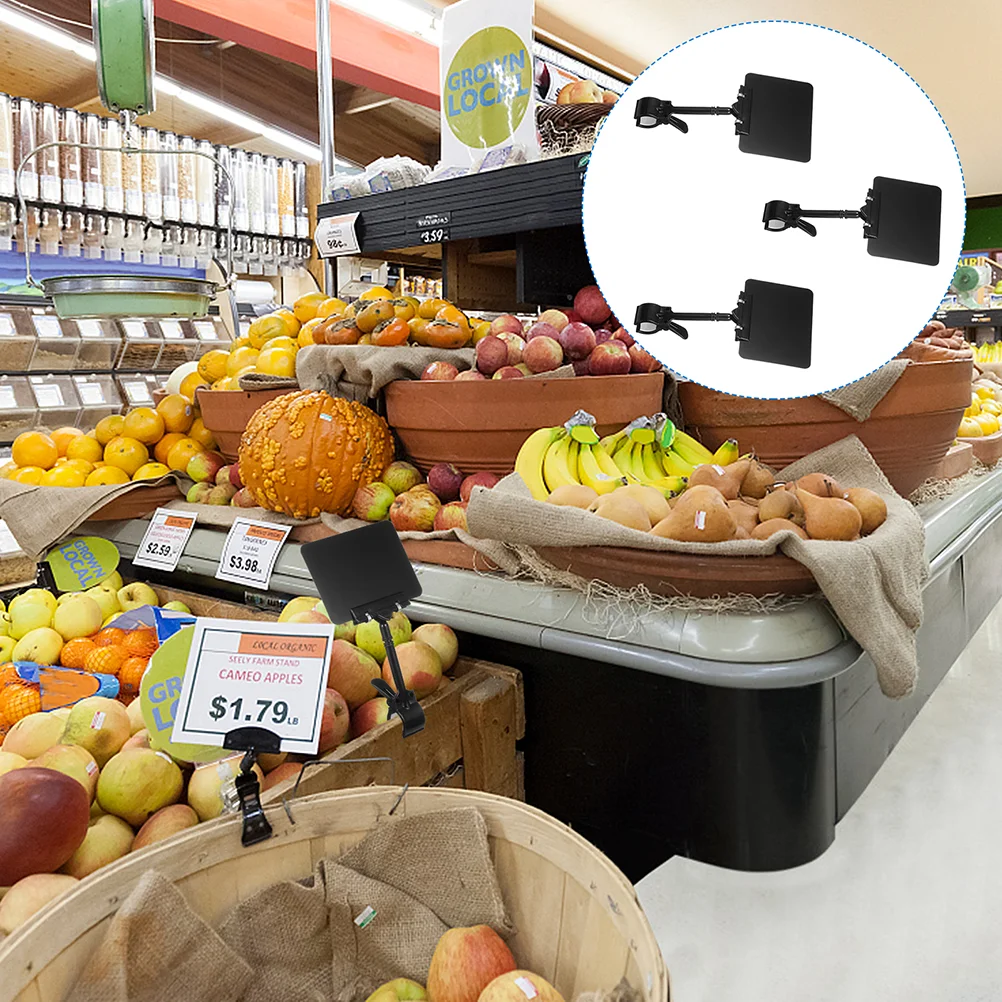 

4 Pcs Supermarket Advertising Folder Blackl Display Stand Pop Adwoa Abs Plastic Clip Price Tag Holder