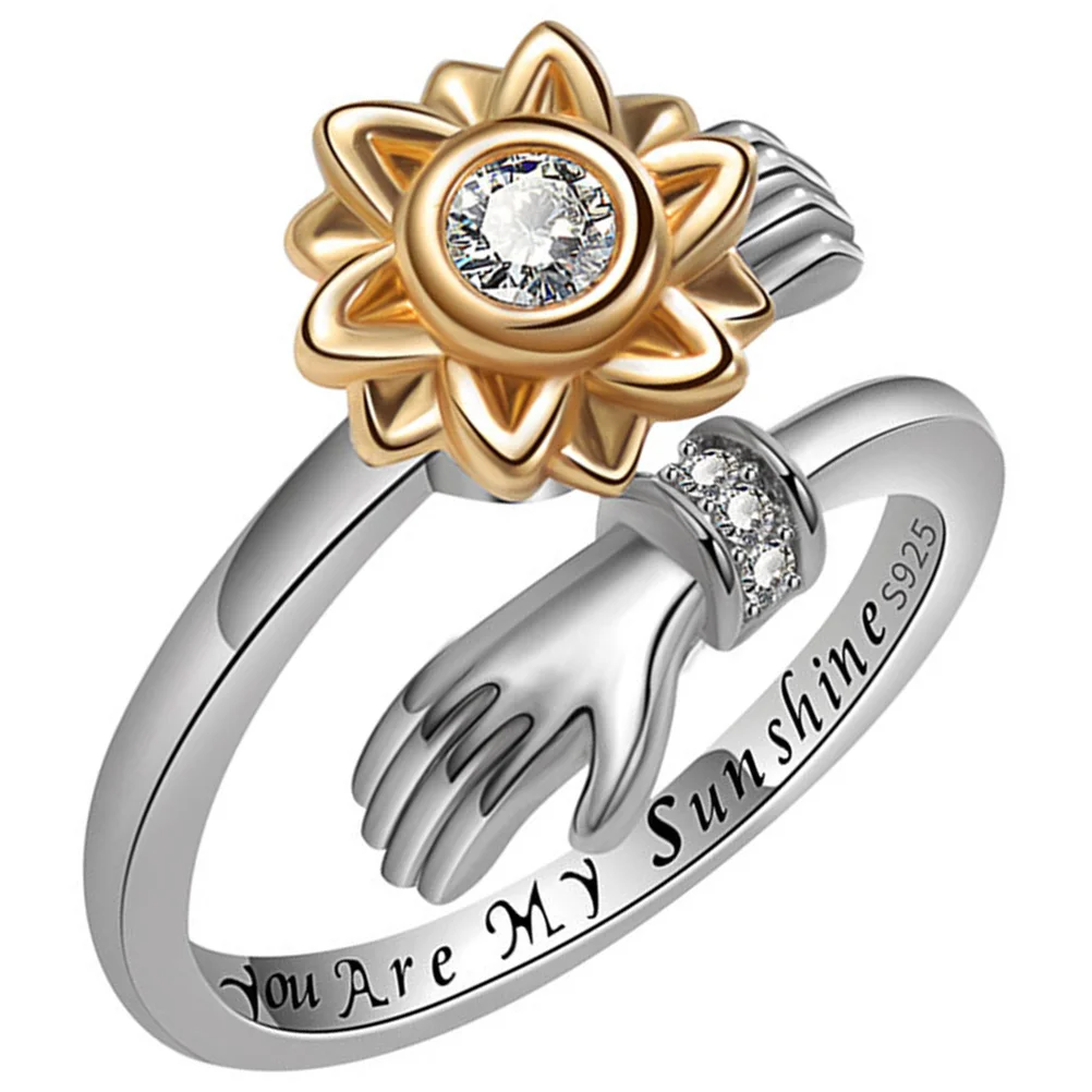 Sunflower Ring Girls Obx Jewelry Hug Granddaughter Rings Teen Women Adjustable Romantic Open Aesthetic