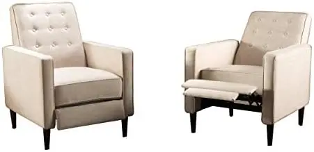 

Mid-Century Modern Fabric Recliner,polyester, Muted Purple / Dark Espresso