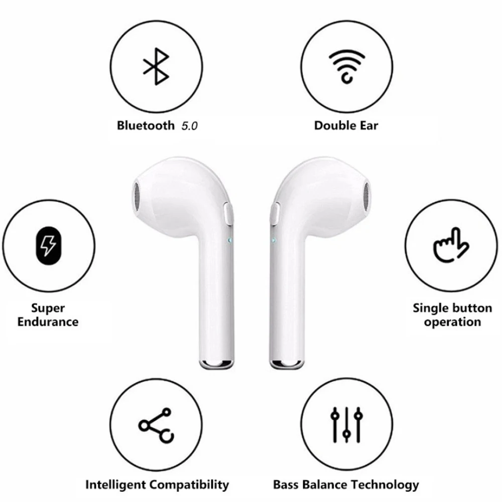 I7s TWS Bluetooth-наушники Беспроводные наушники для всех смартфонов Спортивные