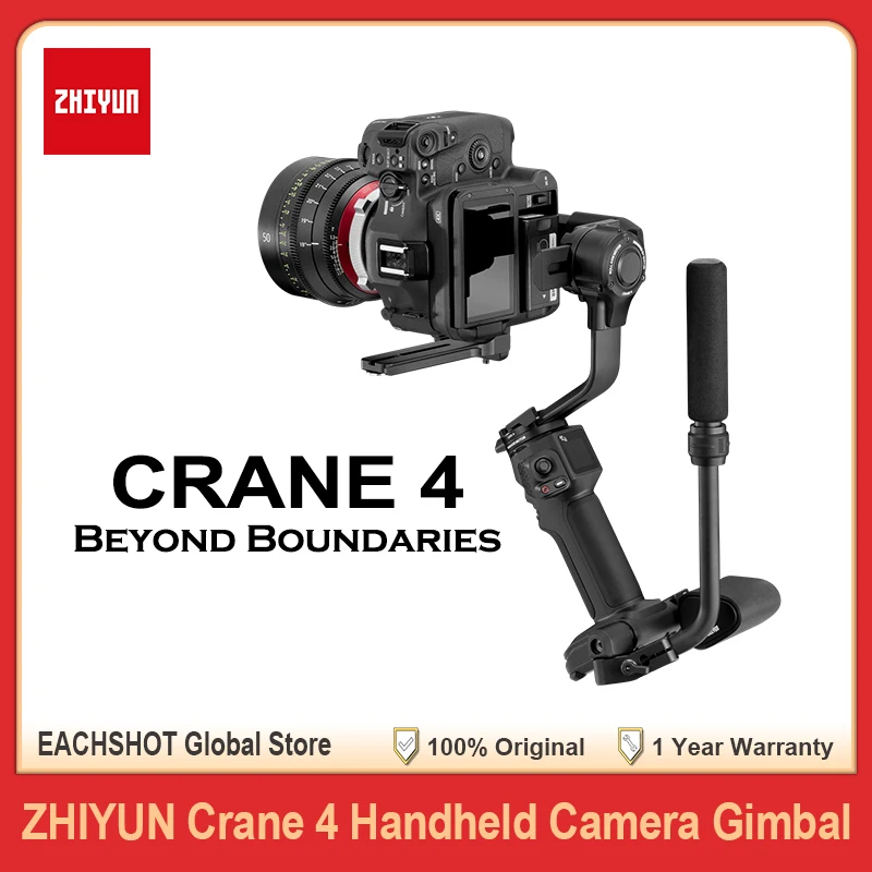 Фото Стабилизатор ZHIYUN Crane 4 (3-осевой, ручной) для портретной съемки и видеозаписи на улице с камерами Sony, Nikon, Canon DSLR №1