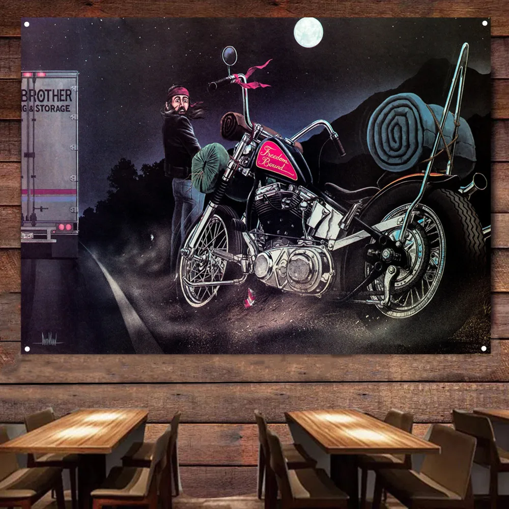 

Флаг для парковки мотоцикла, баннер, винтажный Настенный декор, плакат, картина для гаража, мужская пещера, бар, клуб, паб, подарок для велосипедистов